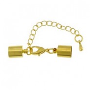 Metal Endkap set Ø 5.5mm with extension chain and lobster clasp Gold